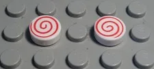 Lego Tile - Tile Round 1x1 White with Decor 2 Pieces