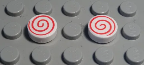 Lego Tile - Tile Round 1x1 White with Decor 2 Pieces
