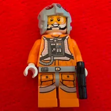 LEGO Star Wars Rebel Pilot Minifigure w/ Helmet & Blaster Orange