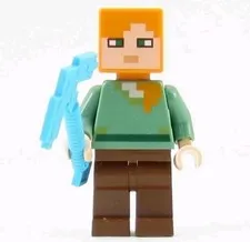NEW LEGO® Minecraft Alex Minifigure Mini Fig with Diamond Pickaxe