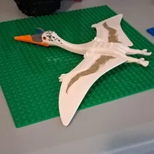 LEGO Printed White Pteranodon Dinosaur Animal Figure Orange Beak Light Gray