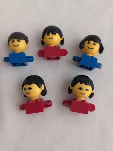 5 LEGO Vintage Family Homemaker Figure Heads Torsos Lot 1 Boy 4 Girls