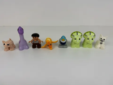 LEGO DUPLO Baby Dinosaur Animal Figure Lot Of 8 Duck Pig Cat Triceratops Caveman