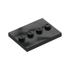 LEGO 20x Black Tile, Modified 3 x 4 with 4 Studs in Center inv.627