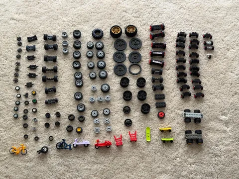 LEGO Bulk Lot of WHEELS TIRES Rims Axles Car Truck Vehicle Parts Technic City