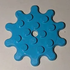 LEGO Medium Azure Plate Round 4x4 w/ 10 Gear Teeth Flower Petal Piece Part 35443