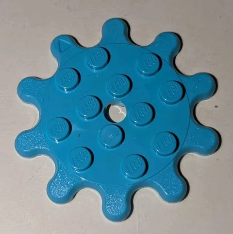 LEGO Medium Azure Plate Round 4x4 w/ 10 Gear Teeth Flower Petal Piece Part 35443