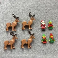 LEGO Christmas Themes Mini Figures Lot Reindeer Santa Claus Elf