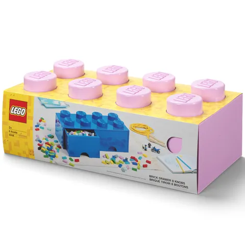LEGO Brick 2 Drawer Storage Light Pink 8 Knob Organizer Box Holds 1600 Bricks