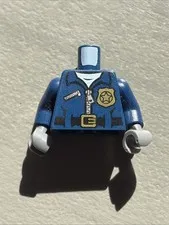 LEGO - Minifig, Torso Police Jacket, Gold Badge w/ 'POLICE' Pattern on Back