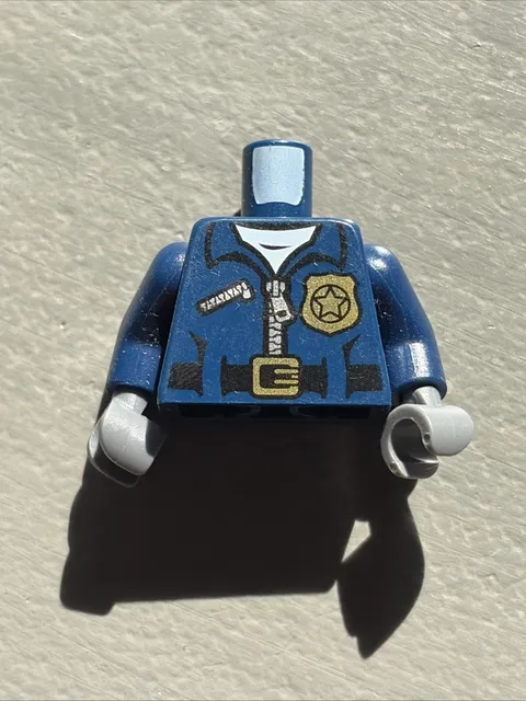 LEGO - Minifig, Torso Police Jacket, Gold Badge w/ 'POLICE' Pattern on Back