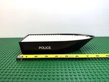 1987 LEGO Black Boat White Deck 25x10x42/3 8.5" L. w/2 'POLICE' Stickers 4010
