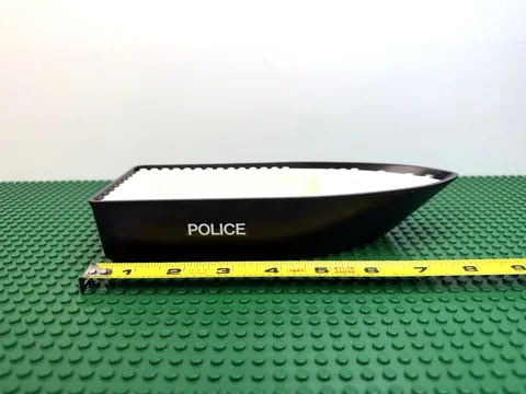 1987 LEGO Black Boat White Deck 25x10x42/3 8.5" L. w/2 'POLICE' Stickers 4010
