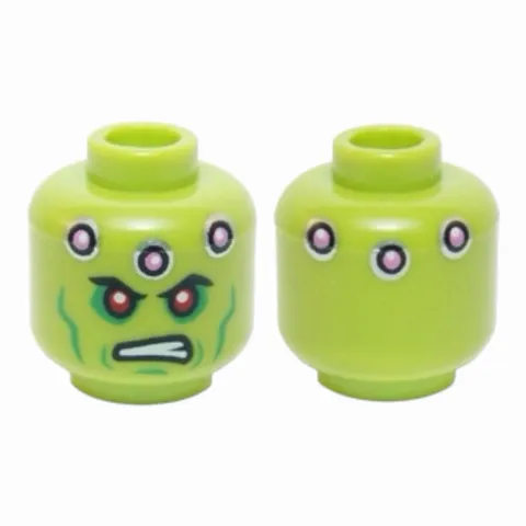 LEGO Minifigure, Head Alien with Red Eyes, Green Cheeks Brainiac