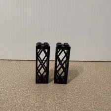 2x Lego Black 2x2x5 Lattice Pillar Part 2580c01 Column Support (9736, 6444) Rare