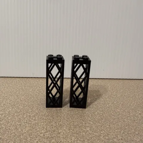 2x Lego Black 2x2x5 Lattice Pillar Part 2580c01 Column Support (9736, 6444) Rare