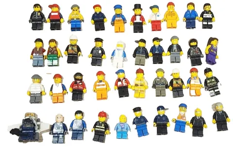 LEGO Minifigure Lot CITY Police Fire Construction Workers Mixed Job Suits Set 