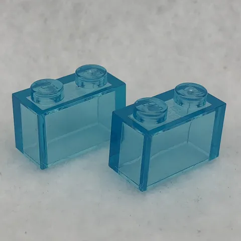 LEGO 3065 Trans Light Blue Brick 1 x 2 without Bottom Tube (x2)