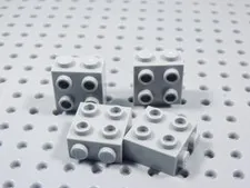 LEGO Lot of 4 Light Bluish Gray 1x2x2 Wall Bricks w/ 4 Side Studs BR