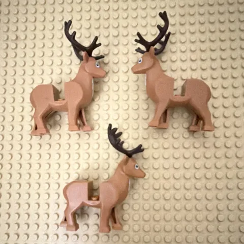 LEGO Reindeer Animal Figures Bulk Lot of 3 Brown w/ Black Antlers (Exclusive)