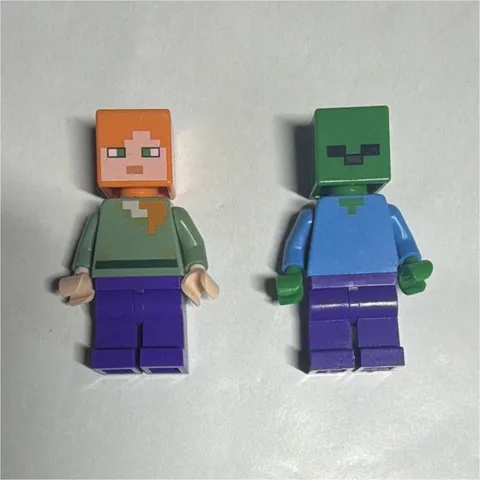 LEGO Minecraft Zombie and Alex Minifigure Lot of 2 min010 and min017