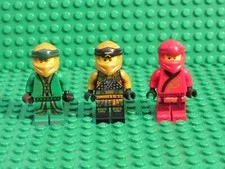 Lot of 3 Lego Ninjago Minifigures Lloyd Cole Kai Red Black Green Ninja WM3