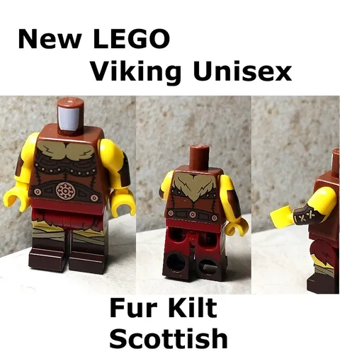 New LEGO Viking Elf Warrior Torso Legs Fur Kilt Scottish Printed Arms Copper Bod