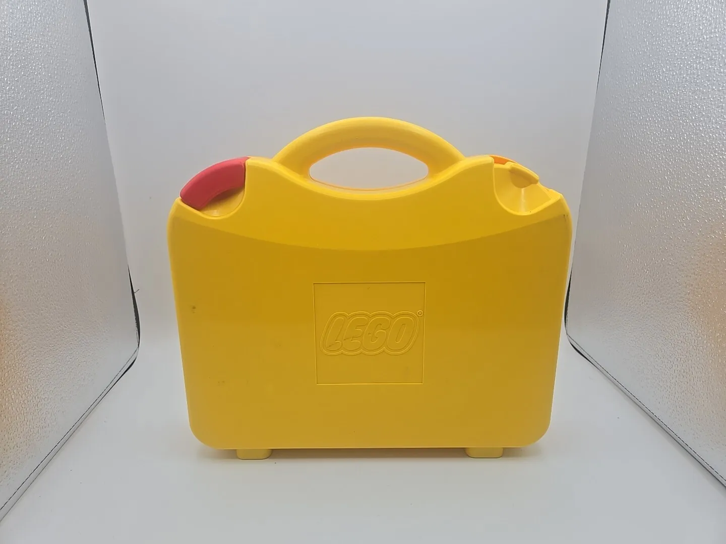 LEGO Yellow & Orange Storage Carrying Case Tote w/Red Clip, Adjustable Divider