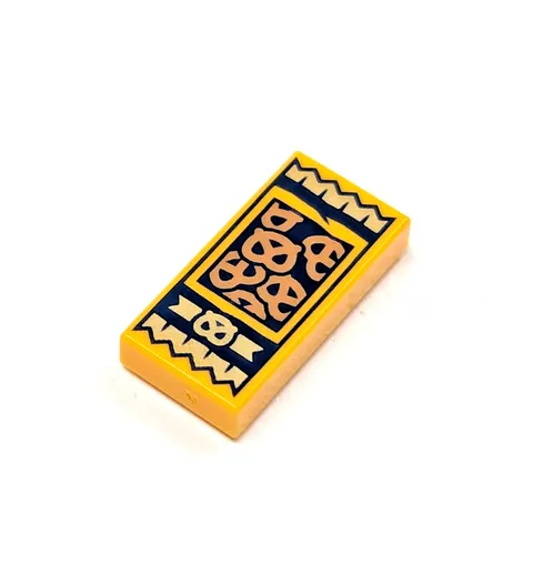 NEW Lego 1x2 Printed Tile -Gold Prezel Pack Pattern - Minifigure Food Accessory