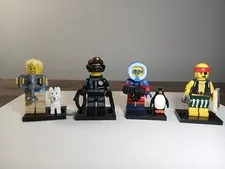 LEGO Minifigures Series 16 +Accessories +Bases Lot of 4: Spy Pirate Wildlife Dog