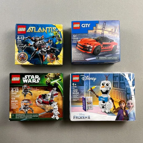 Lego Sealed Boxes: Star Wars Clone Troopers, Atlantis, Disney Frozen, City Car