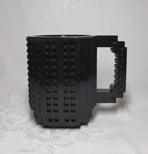 LEGO Build-On Brick 12oz Black Plastic Coffee Mug Create your Own 