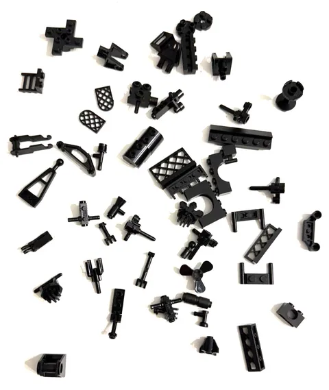 LEGO Black Mechanical Specialty Parts - Technic Pins Joints Hinges Propellers Ba