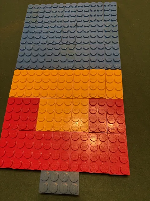 Vintage Lot of 43 LEGO Samsonite 1960s Red, yellow, Blue Jumbo Bricks 2" x 4"