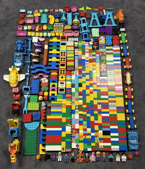 Huge Lot of Lego Duplo 800+ Pieces Figures Animals People Trains Vehicles