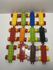 Lego Duplo Bricks Train Cars Wheels Base Vehicle Toy Yellow Blue Red Lot Of 12