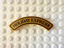 LEGO Tile, 4x4 Macaroni w Metallic Gold Sign w Black 'HOLIDAY EXPRESS' 27507pb23