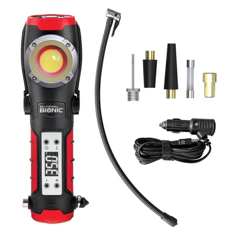 Emson Bionic Car Tire Inflator Portable Air Compressor Led Road Flare Work