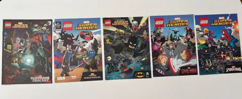 Lego Marvel/DC comic books set of 5 excellent condition. Perfect for collecting.