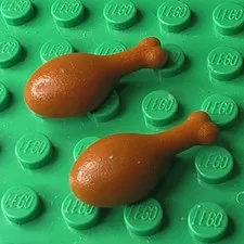 LEGO Minifigure Food Drumstick Accessory Brown Plastic 2 Pieces 2 Parts L0524