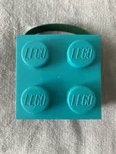 LEGO x Target Collection Brick Storage Box ~ Teal with Green Handle ~ Brand New