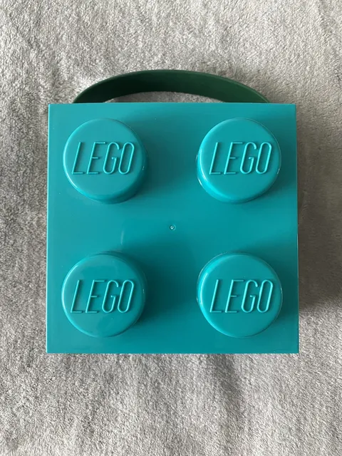 LEGO x Target Collection Brick Storage Box ~ Teal with Green Handle ~ Brand New