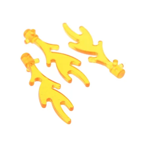 3x LEGO Flame 4x1 Transparent Bright Orange Pins Tier Dragon Tongue Seaweed 6126
