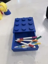 LEGO Blue Stackable Storage Container for LEGO Pens, Holds 8 Pens