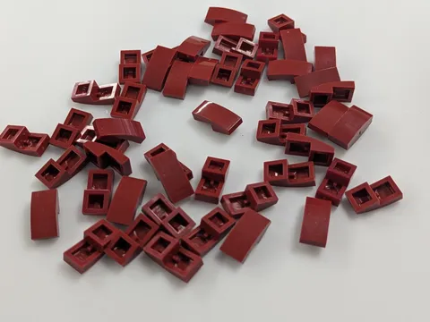 Lego x50 New Dark Red Slope, Curved 2 x 1 x 2/3 # 11477 Parts Bulk MOC Lot