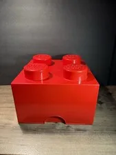 Genuine LEGO 4003 Large Red Storage Bin Box 2x2 Brick 10"x10"x8" 2012