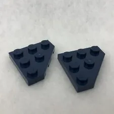 LEGO 2450 Dark Blue Wedge, Plate 3 x 3 Cut Corner (x2)