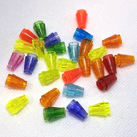 LEGO Parts - Trans Assorted Cone Orange Blue Purple Neon Lot of 30 4589/4589b