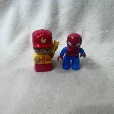 Lego Duplo Figures Spiderman and Fireman 2.75" LOT of 2 - Minifigures Duplo