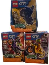 LEGO City Stuntz Wheelie, Demolition & Touring Stunt Bikes (3) 60296 60297 60331